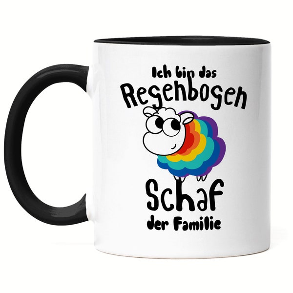 Regenbogen Schaf Tasse Schwarz LGBT Gay Rainbow LGBTQ Pride Queer Homosexuell CSD Pride Week