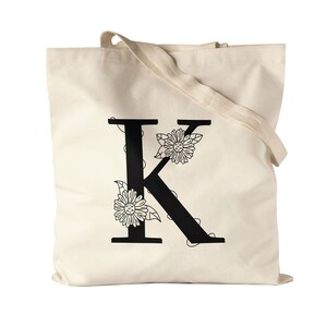 Buchstaben-Beutel K Beutel mit Buchstabe Alphabet Monogramm Blumenmotiv Geschenkidee Anfangsbuchstabe