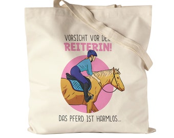 Beware of the rider the horse is harmless fabric bag jute bag canvas horse whisperer horse lover riding love ride