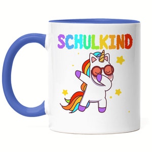 Schoolchild Mug Blue School Enrollment Gift Unicorn Unicorn Fans Colorful Motif Rainbow