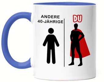 Andere 40-Jährige Du Tasse Blau Geburtstagsgeschenk zum 40. Lustige Geschenkidee Superheld
