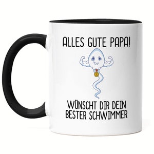 Happy Dad Wishes You Your Best Swimmer Mug Black Father&#39;s Day Gift Funny Motif Son Gift Idea