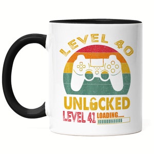 Level 40 Unlocked Level 41 Loading Mug Black 40th Birthday Console Happy Birthday Controller Gamepad Game