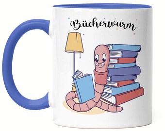 Bookworm Cup blu libri da lettura libro divertente motivo lettura è un libro divertente per gli amanti dei libri d'amore
