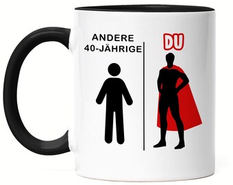 Andere 40-Jährige Du Tasse Schwarz Geburtstagsgeschenk zum 40. Lustige Geschenkidee Superheld