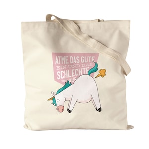 Breathe In The Good And Breathe Out The Bad Jute Bag Fabric Bag Canvas Unicorn Gift Idea Mental Health Positive Thinking