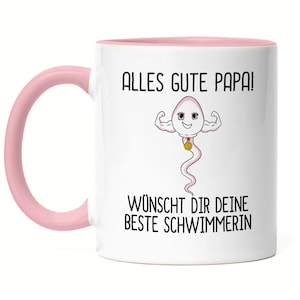 Happy Dad Wishes You Your Best Swimmer Mug Pink Father&#39;s Day Gift Funny Motif Son Gift Idea
