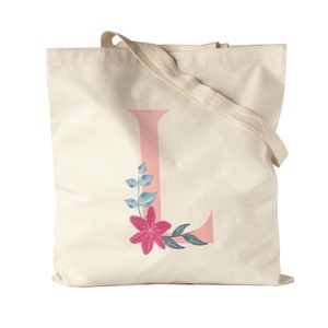 Bolsa de cartas Bolsa L com letra alfabeto monograma motivo de flor ideia de presente letra inicial
