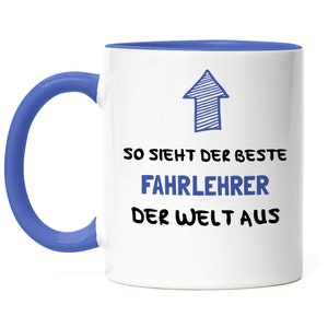 Zo ziet de beste rij-instructeur ter wereld eruit. Mok blauw met dank je wel rijbewijs behaald