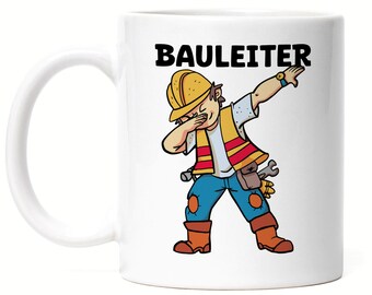 Caneca do gerente de construção Branco Construtor de construção Edifício Canteiro de obras Ordem de trabalho Trabalho Trabalhador da construção Funcionário Planejamento Gerenciamento de construção