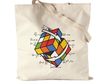 Borsa cubo di Rubik Cubo Rubik Cubo magico Retro Rubi Vintage Nerd Borsa in iuta Borsa in tessuto Tela
