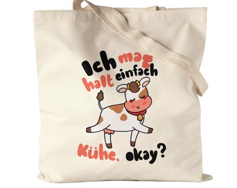 Me gustan las vacas bolsas de yute bolsas de tela lona abanicos de vaca amantes de las vacas vaca lechera ganadero idea de regalo