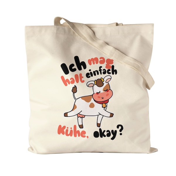 Ich Mag Kühe Jutebeutel Stoffbeutel Canvas Kuh-Fans Kuh-Liebhaber Milchkuh Landwirt Geschenkidee