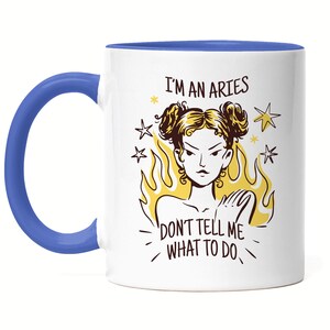 Aries Zodiac Mug Blue Aires Horoscope Gift Idea March April Birthday