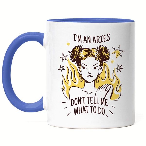 Widder Sternzeichen Tasse Blau Aires Horoskop Geschenkidee März April Geburtstag