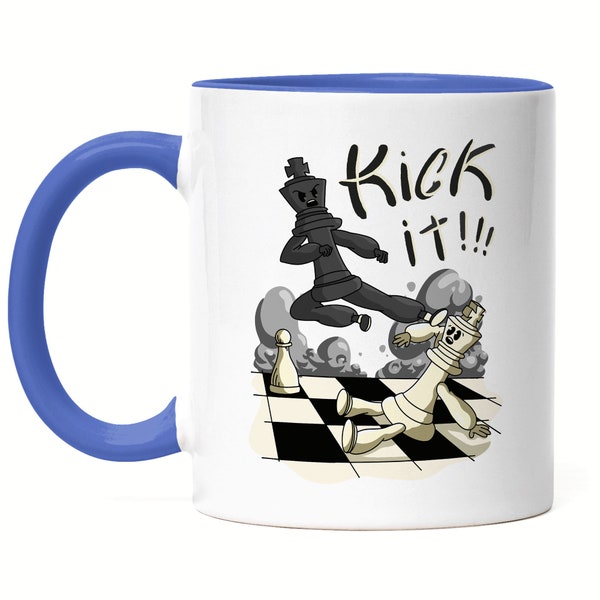 Kick It Cup Blue Chess Player Chessboard Chess Gift Idea pour les fans d’échecs