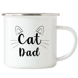 Taza esmaltada con diseño de papá y gato, regalo para papá y amante de los gatos, taza de café con gatito y gato