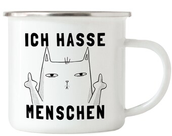 I hate people enamel mug black funny cat rude saying cat cat lover gift colleague