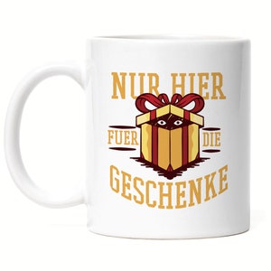 Speciaal voor de cadeaus hier mok wit kerstcadeau idee grappige mok met kerstfeestmotief