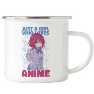Just A Girl Who Loves Anime Enamel Mug Otaku Baka Manga Fans Gift Idea