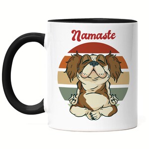 Namaste Mug Black Meditation Yoga Cute Dog Gift Idea Yoga Studio Mental Health