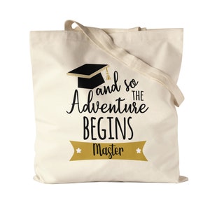 Master Jutebeutel Stoffbeutel Canvas And so the Adventure Begins Masterabschluss Geschenk Absolvent Studium