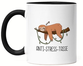 Anti-Stress Tasse Schwarz Lustig Spruch Ironie Faultier Geschenk Bürokollegen