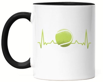 Tennisbal beker zwart tennisracket speler spel bal sport vrije tijd hobby tennisbaan tennisracket