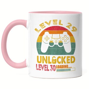 Level 29 Unlocked Level 30 Loading Mug Pink 29th Birthday Console Happy Birthday Controller Gamepad Game
