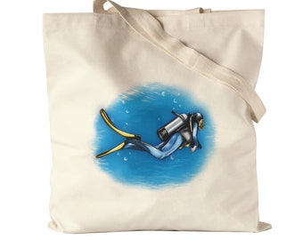 Suba Diving Swimming Lake Cloth Bag Jute Bag Canvas Shark Diver Sea Ocean Fish Diving Goggles