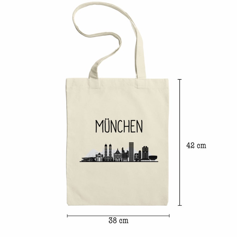 MÜNCHEN Skyline Jutebeutel Stoffbeutel Canvas Souvenir Andenken Deutsche Großstädte Motiv Stadt Silhouette Geschenkidee Umzug Bild 2