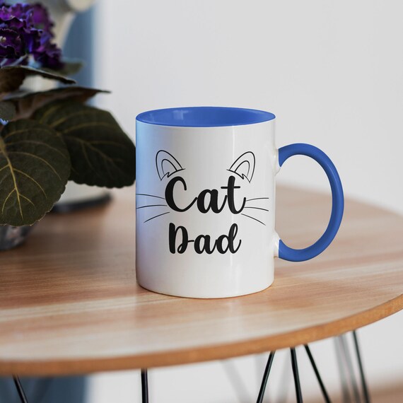 Personalisiert Katzenpapa Tasse – Mit Namen, Schwarz-weiß Design, Spülmaschinenfest, 0,3 Liter