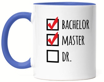 Master Degree Mug Blue Funny Checklist Gift Dr Doctoral Student Master Degree Graduate