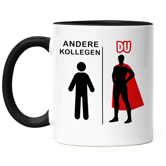 Andere Kollegen Du Tasse Schwarz Superheld Mein Held Dankeschön Geschenkidee Lustig Humor