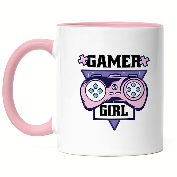 Gamer Girl Tasse Rosa mit süßem Spielkonsole Motiv für Frauen  Mädchen die gerne Konsole zocken Streamerin  PC Zocken