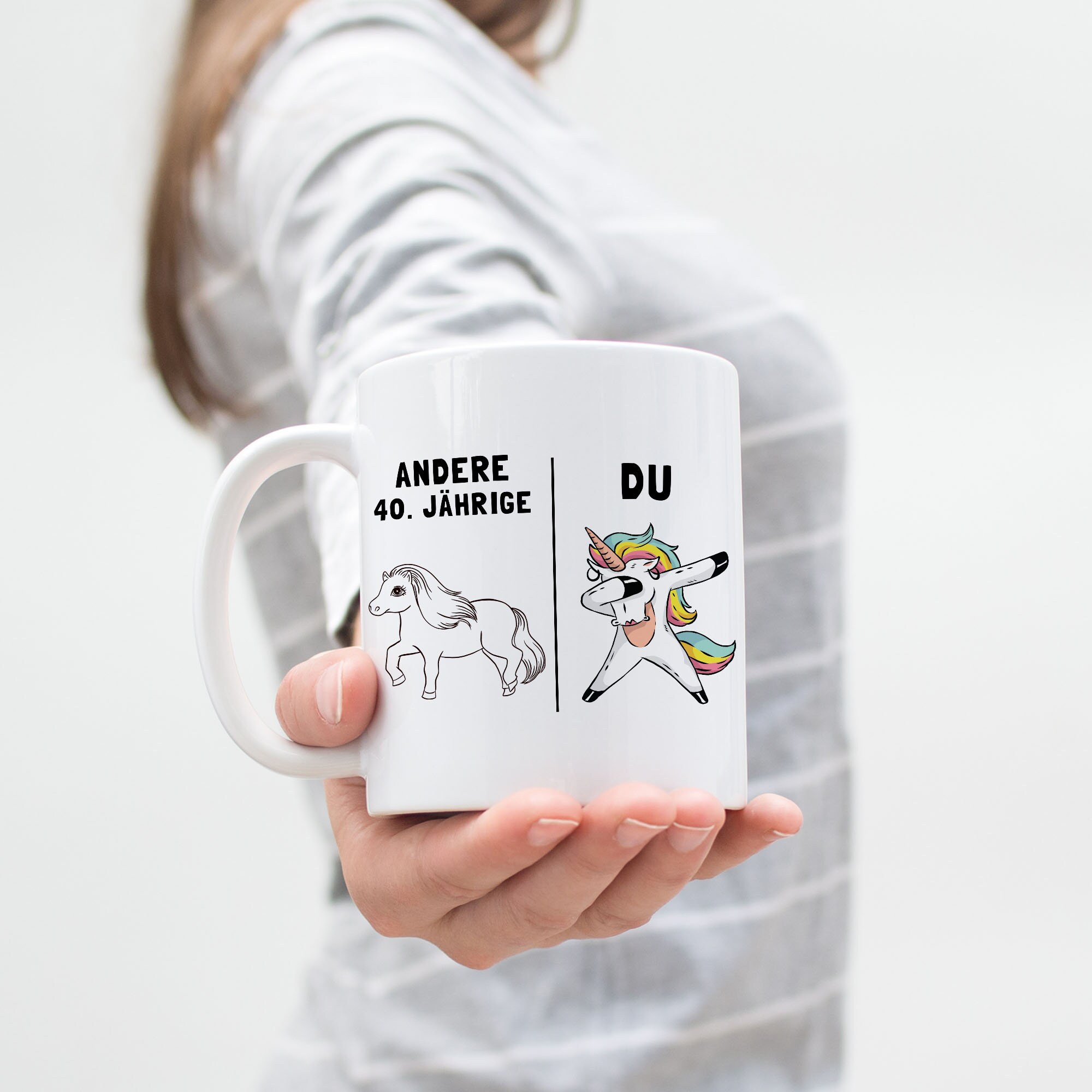 Lustiger 40. Geburtstag Kaffeebecher Mit Einhorn-Motiv – Schwarzer Becher Mit Witzigem Spruch