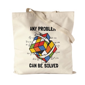 Any Problem Can Be Solved Jute Bag Fabric Bag Canvas Rubik Cube Magic Cube Retro Rubi Vintage Nerd Magic Cube