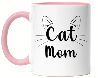 Cat Mom Mug Pink Cat Mom Gift Cat Lover Cat Owner Cats Kitten Coffee Mug
