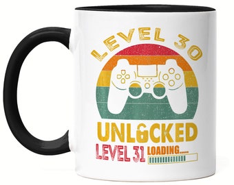 Level 30 Unlocked Level 31 Loading Mug Black 30th Birthday Console Happy Birthday Controller Gamepad Game