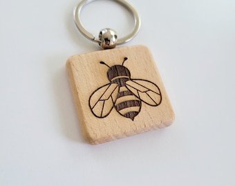 Bumble Bee keychain, Teacher gift keychain,Personalized Gift, wood Key Chain, Motivational key chain, gift idea, Laser engraved Keychain