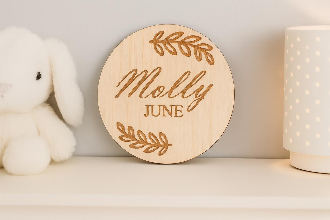 Baby Milestone Disc / Engraved Wood Monthly Milestone Markers / Birth ...