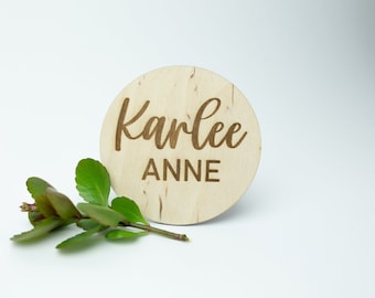 Baby milestone disc / engraved wood monthly milestone markers / birth announcements/baby name, name disc baby plaque name plaque
