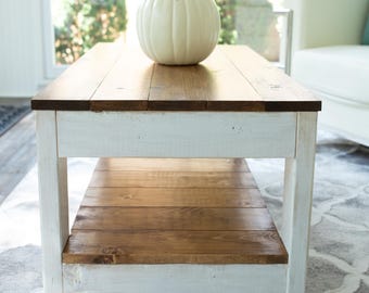 Wood Coffee Table, furniture, Rustic Farmhouse Table, Long Coffee Table Farmhouse, Coffee Table ,Rustic Coffee Table Wood with Storage