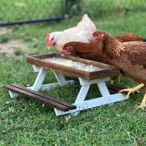 Chicknic Table - Chicken Picnic Table - Chicken Feeder - Chicken Lover Gift - Father's Day Gift Farmhouse Style -Chicken Coop Accessories