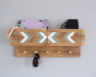 Entryway Key Holder, Sunglass holder, home decor, wall shelf, key hooks with storage, dog Leash hooks, Multi-purpose key rack, Key organizer