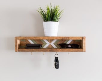 Entryway Key Holder, Sunglass holder, home decor, wall shelf, key holder with shelf, Leash hooks, Multi-purpose key rack, Key organizer,