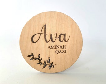 Baby milestone disc / engraved wood monthly milestone markers / birth announcements/baby name, sign for baby plaque nursery decor baby name