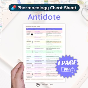 Tegengif | Cheatsheet farmacologie | School voor verpleegkunde, geneeskunde en farmacie | 1 pagina
