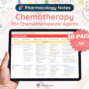 Chemotherapy | Oncology Pharmacology | Last Minute Study Note | Nursing, Medical, Pharmacy School | 10 Pages