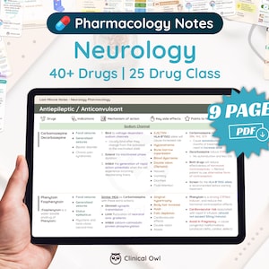 Neurology | Epilepsy, Parkinson, Alzheimer Pharmacology Notes | 9 Pages